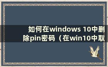 如何在windows 10中删除pin密码（在win10中取消登录pin码）